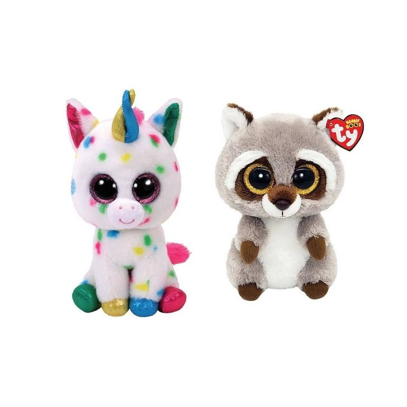 Foto van Ty - knuffel - beanie boo's - harmonie unicorn & racoon