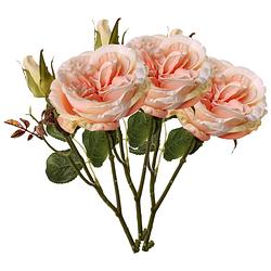 Foto van Top art kunstbloem roos little joy - 3x - roze - 38 cm - kunststof steel - decoratie bloemen - kunstbloemen