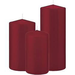 Foto van Stompkaarsen set van 6x stuks bordeaux rood 12-15-20 cm - stompkaarsen