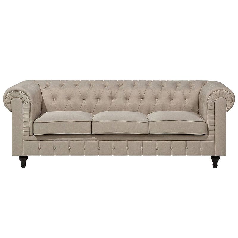 Foto van Beliani chesterfield - chesterfield bank-beige-polyester