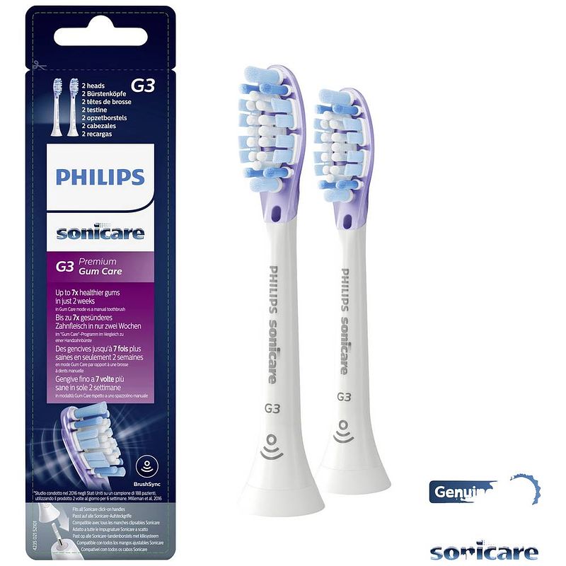 Foto van Philips sonicare aufsteckbürstenköpfe opzetborstel voor elektrische tandenborstel 2 stuk(s) wit