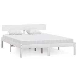 Foto van Vidaxl bedframe massief grenenhout wit 135x190 cm uk double