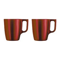 Foto van Set van 8x stuks koffie mokken/bekers metallic rood 250 ml - bekers