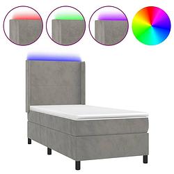 Foto van The living store boxspring bed - fluweel - 193 x 93 x 118/128 cm - led - pocketvering