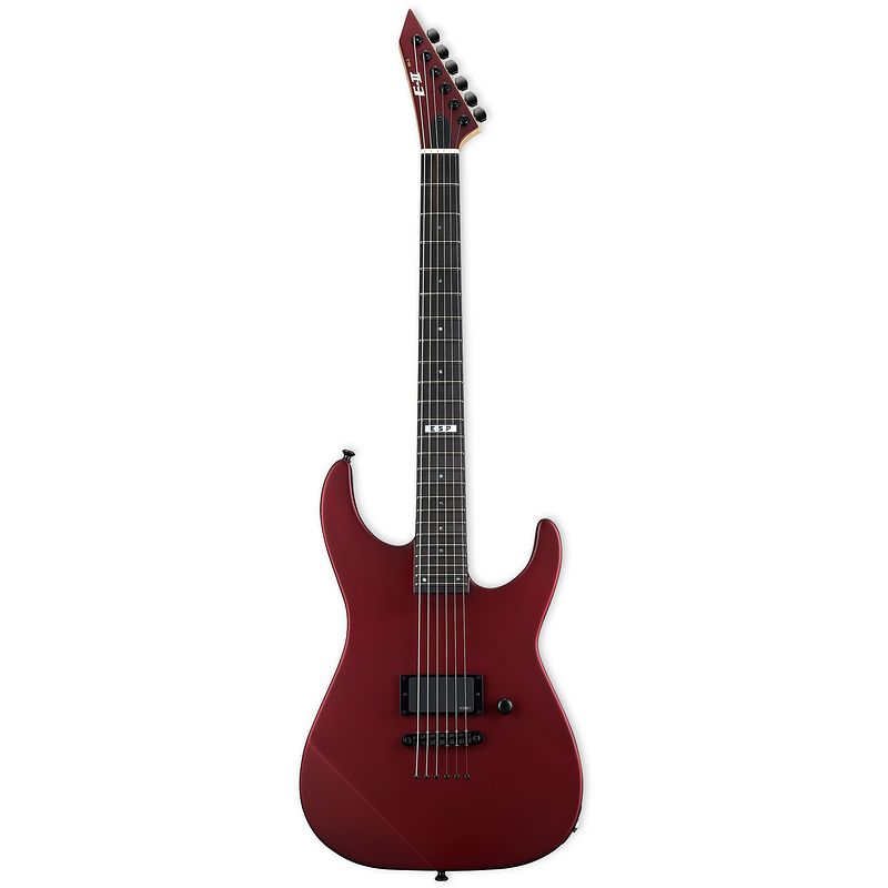 Foto van Esp e-ii m-i thru nt deep candy apple red satin elektrische gitaar met koffer