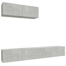 Foto van The living store tv-meubelset - betongrijs - 100 x 30 x 30 cm - bewerkt hout