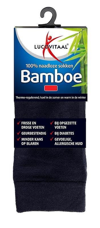 Foto van Lucovitaal bamboe lange sokken blauw 47-50