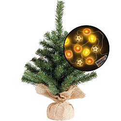 Foto van Mini kerstboom - groen - met sport thema verlichting - h45 cm - kunstkerstboom