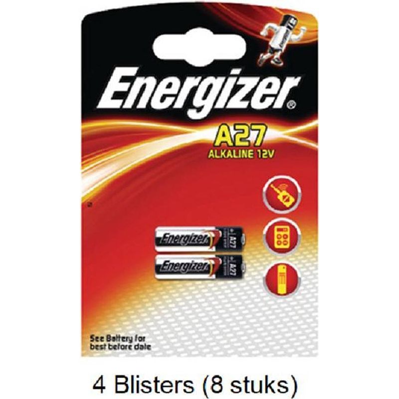 Foto van 8 stuks (4 blisters a 2 stuks) energizer alkaline lr27 / a27 12v