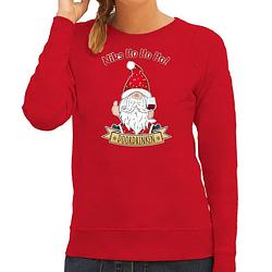 Foto van Bellatio decorations foute kersttrui/sweater dames - wijn kabouter/gnoom - rood - doordrinken m - kerst truien