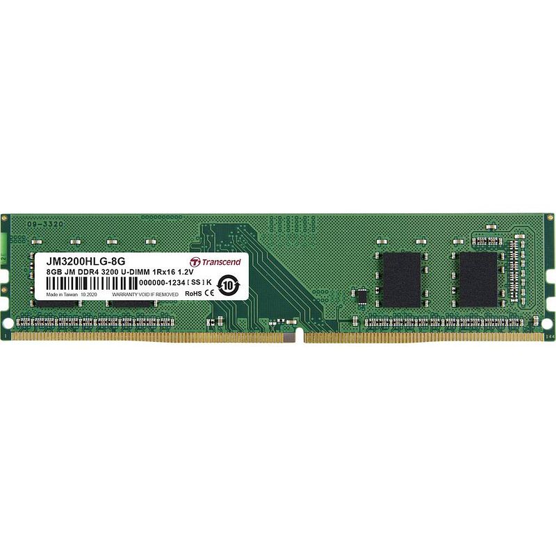 Foto van Transcend jetram werkgeheugenmodule voor pc ddr4 8 gb 1 x 8 gb 3200 mhz 288-pins dimm jm3200hlg-8g