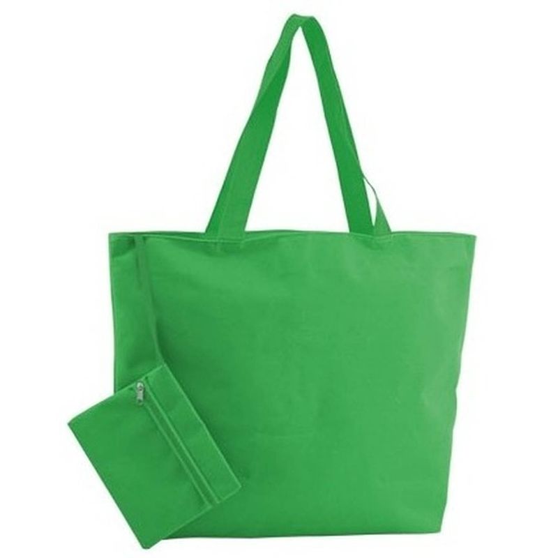 Foto van Polyester groene strandtas 47 cm - strandtassen