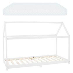 Foto van Kinderbed met dak en lattenbodem 90x200 cm white pine ml design