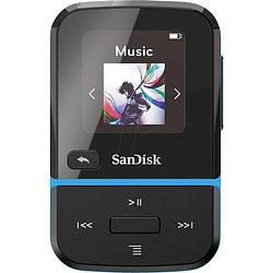Foto van Sandisk clip sport go mp3-speler 32 gb blauw met bevestigingsclip, fm-radio, spraakopname