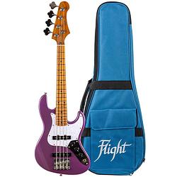 Foto van Flight rock series mini jb bass purple compacte elektrische basgitaar met gigbag