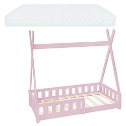 Foto van Kinderbed met uitvalbeveiliging en lattenbodem 70x140 cm roze grenenhout ml-design