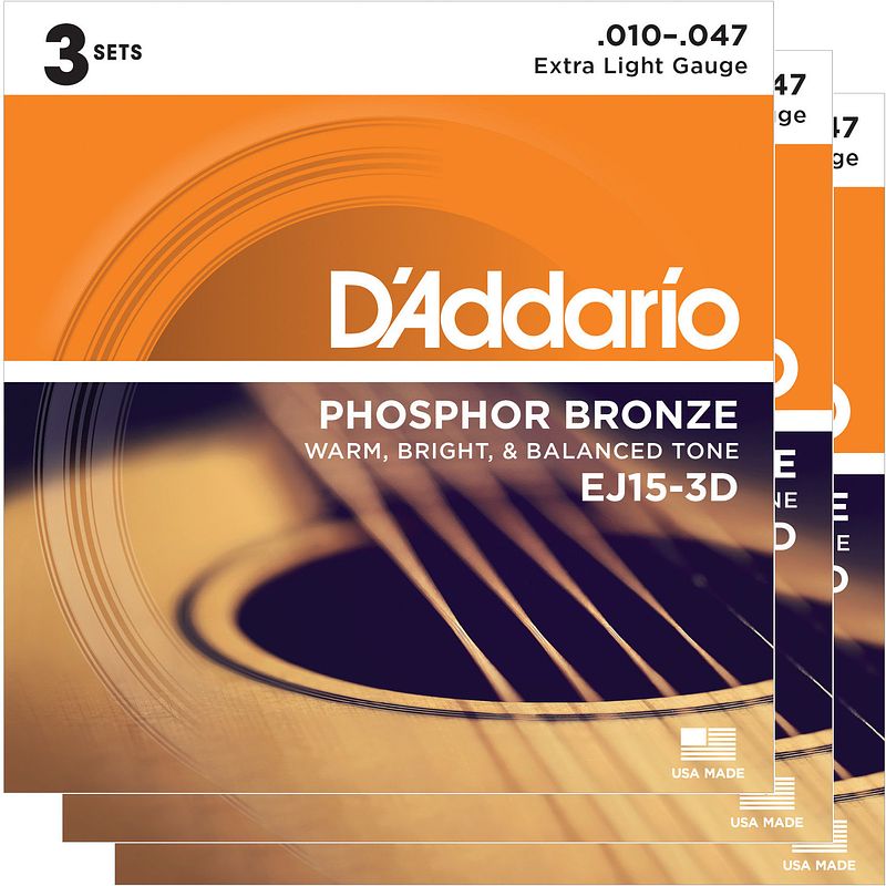 Foto van D'saddario ej15-3d snaren voor akoestische western gitaar (3 sets)