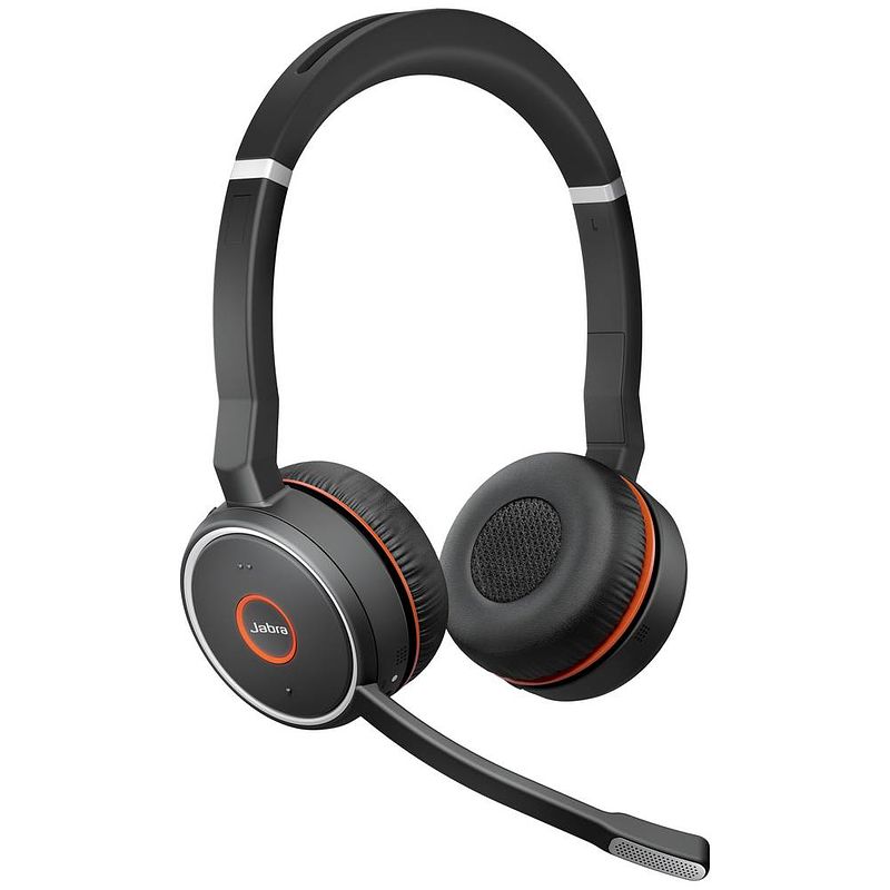 Foto van Jabra evolve 75 second edition - uc on ear headset radiografisch, bluetooth, kabel telefoon stereo zwart ruisonderdrukking (microfoon), noise cancelling