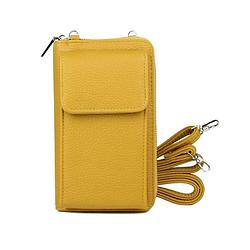 Foto van Ibello portemonnee tasje met schouderband geel telefoontasje dames anti-skim rfid festival tas portemonnee voor mobiel