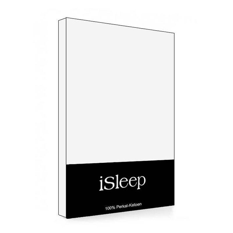 Foto van Isleep topper hoeslaken perkal katoen - wit - 90x200