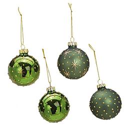 Foto van 12x stuks luxe gedecoreerde glazen kerstballen groen 6 cm - kerstbal
