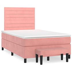 Foto van Vidaxl boxspring met matras fluweel roze 120x200 cm