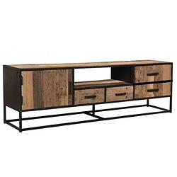Foto van Dimehouse industrieel tv meubel rayan - metaal - zwart - sleeper wood