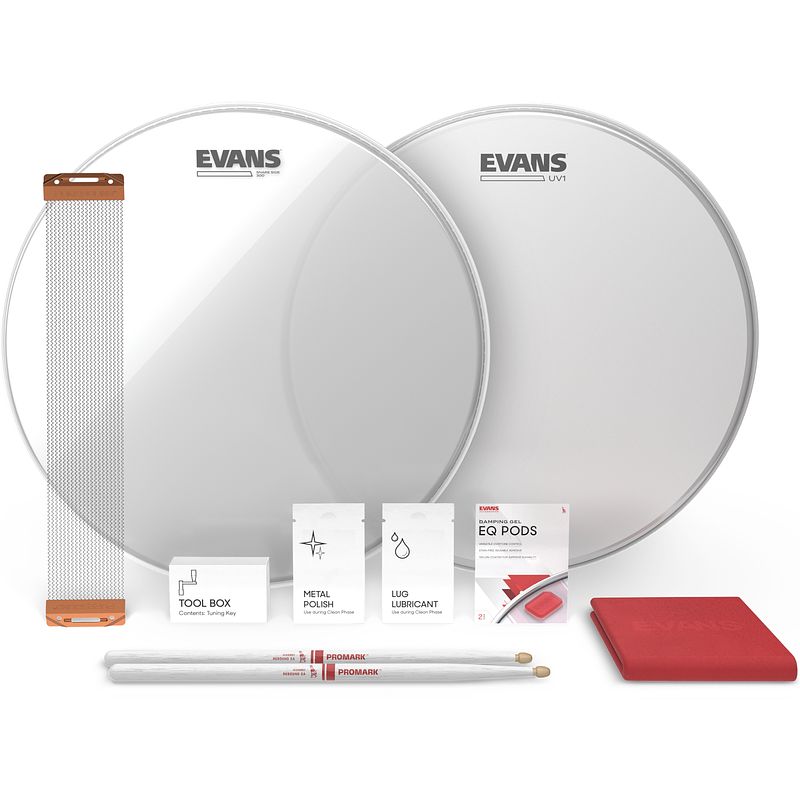 Foto van Evans uv1 snare tune up kit 13 inch onderhoudskit voor snaredrums (rock, jazz)