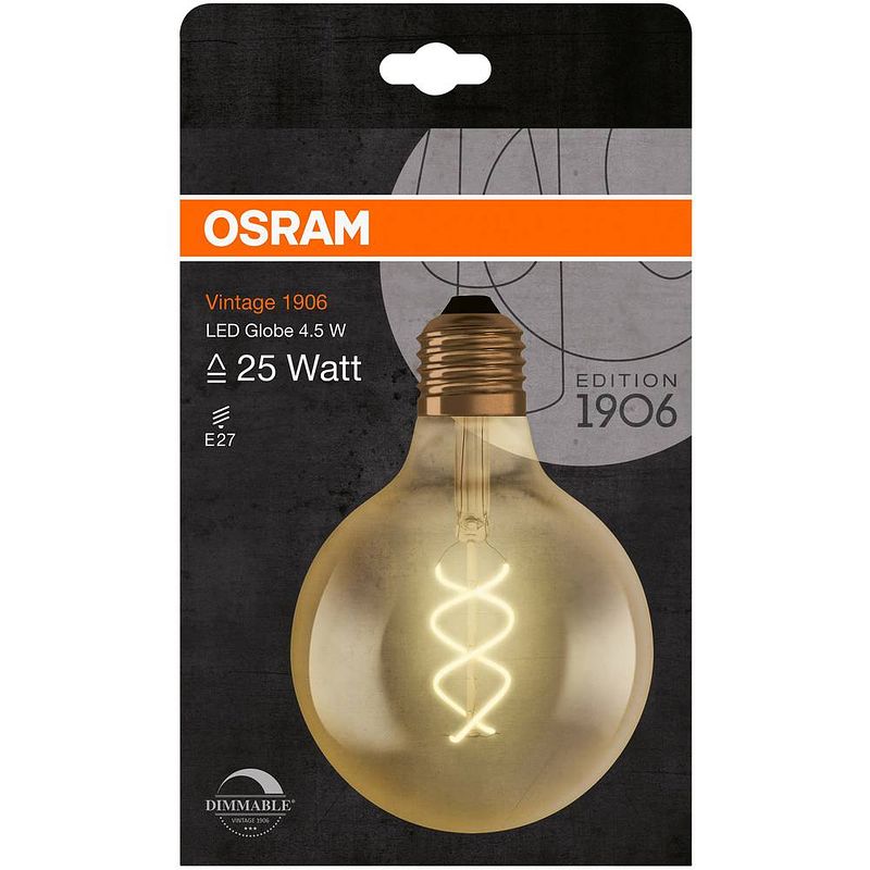 Foto van Osram 4058075270008 led-lamp energielabel g (a - g) e27 globe 4 w warmwit (ø x l) 124 mm x 168 mm 1 stuk(s)