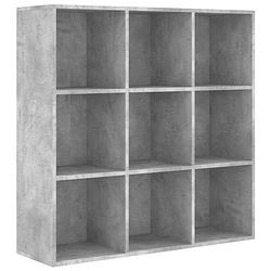Foto van The living store boekenkast betongrijs 98x30x98 cm - 9 vakken