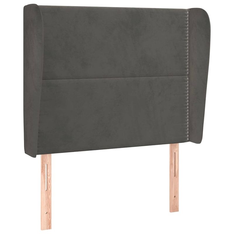 Foto van The living store hoofdbord - hoofdeind donkergrijs - 103x23x118/128 cm - fluweel