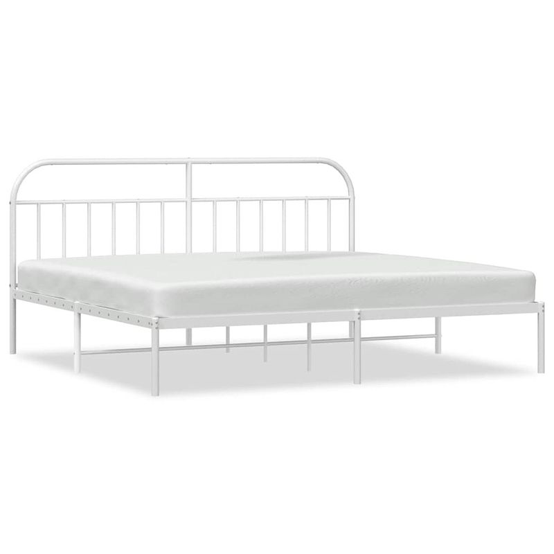 Foto van Vidaxl bedframe met hoofdbord metaal wit 193x203 cm