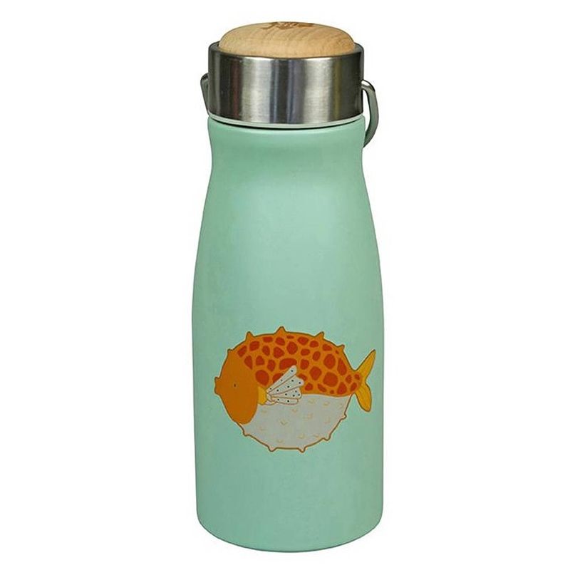 Foto van The zoo drinkbeker puff fish 300 ml rvs groen/zilver