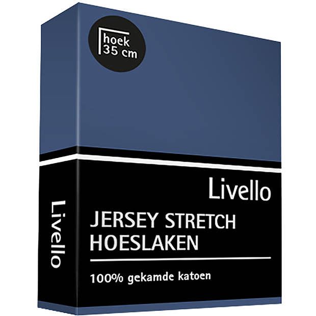 Foto van Livello hoeslaken jersey denim 180 x 220 cm