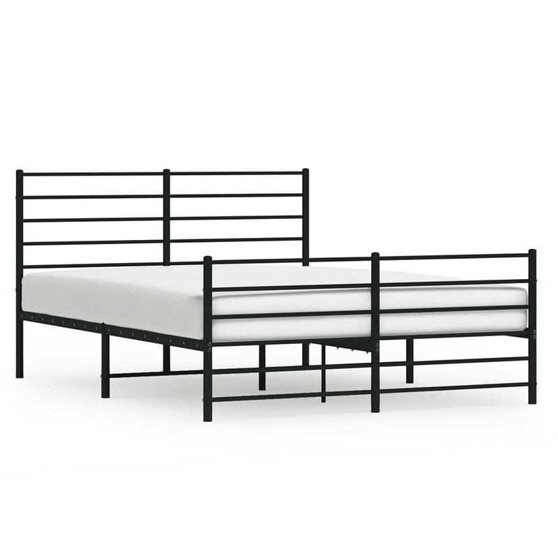 Foto van Vidaxl bedframe met hoofd- en voeteneinde metaal zwart 150x200 cm