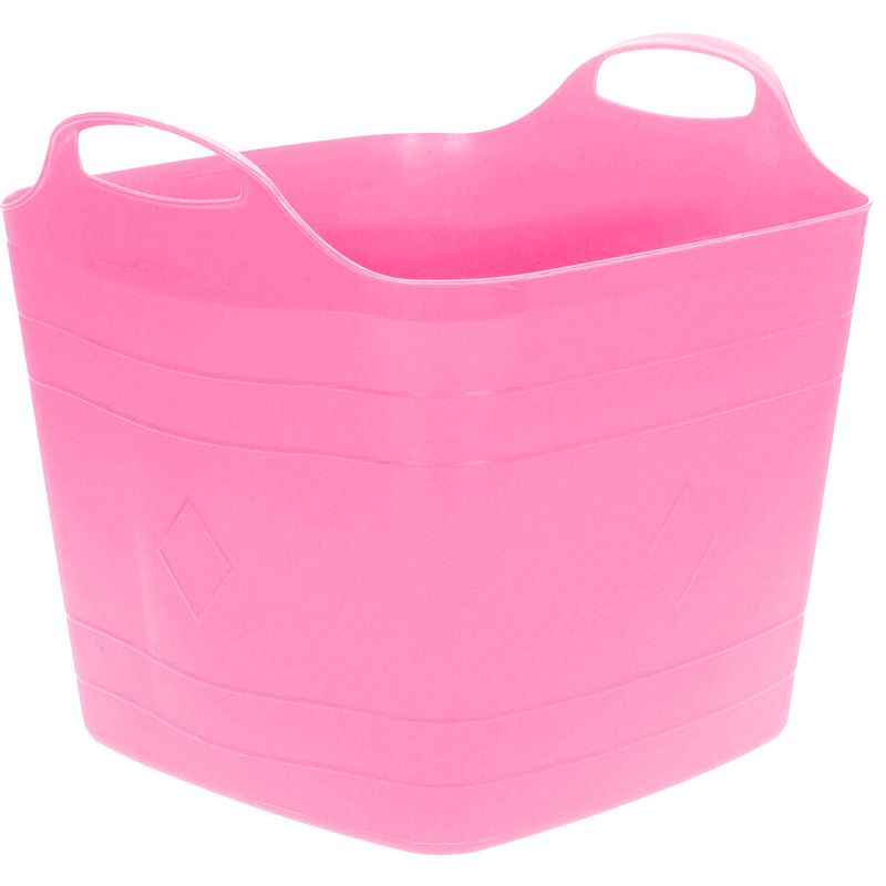 Foto van Flexibele emmer - roze - 15 liter - kunststof - vierkant - 30 x 29 cm - wasmanden