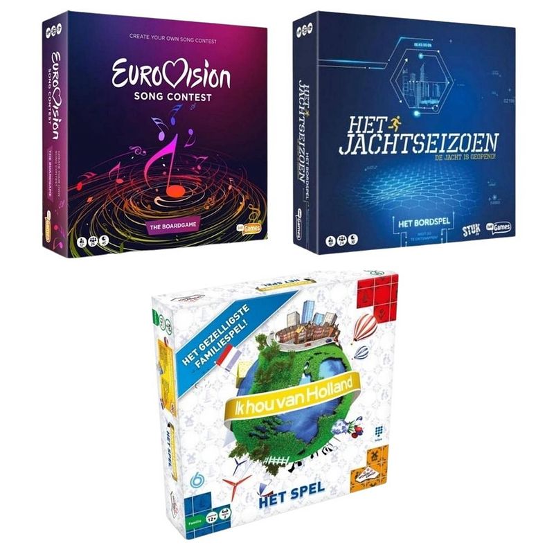 Foto van Spellenbundel - 3 stuks - eurovisie songfestival spel & het jachtseizoen & ik hou van holland bordspel