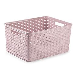 Foto van Plasticforte opbergmand/kastmandje - 18 liter - roze - kunststof - 28 x 38 x 19 cm - opbergbox