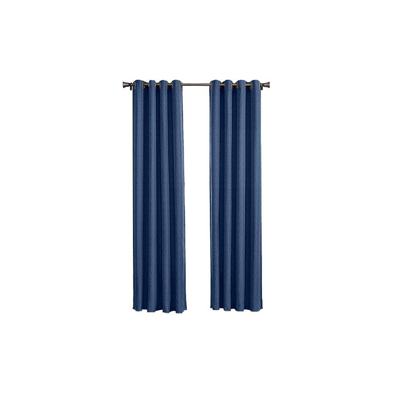 Foto van Geweven verduisterend gordijn - larson -dark blue- ringen - 150x250 cm