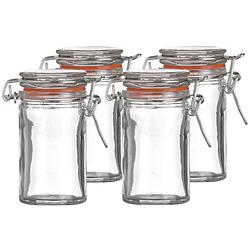 Foto van Urban living voorraadpotje/kruidenpotje - 4x - mini - 70 ml - glas - met beugelsluiting - voorraadpot