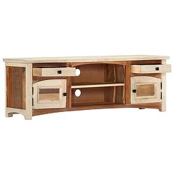 Foto van The living store massief mangohouten tv-kast - 120x30x40 cm - gerecycled hout - met 2 deuren - 2 lades en 2 vakken