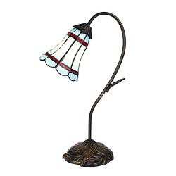 Foto van Haes deco - tiffany tafellamp bruin 30x17x48 cm fitting e14 / lamp max 1x25w