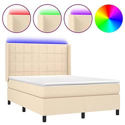 Foto van The living store boxspring bed - crème - 203 x 147 x 118/128 cm - verstelbaar hoofdbord - led-verlichting -