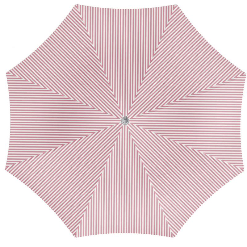 Foto van Parasol - roze/wit - gestreept - d180 cm - uv-bescherming - incl. draagtas - parasols