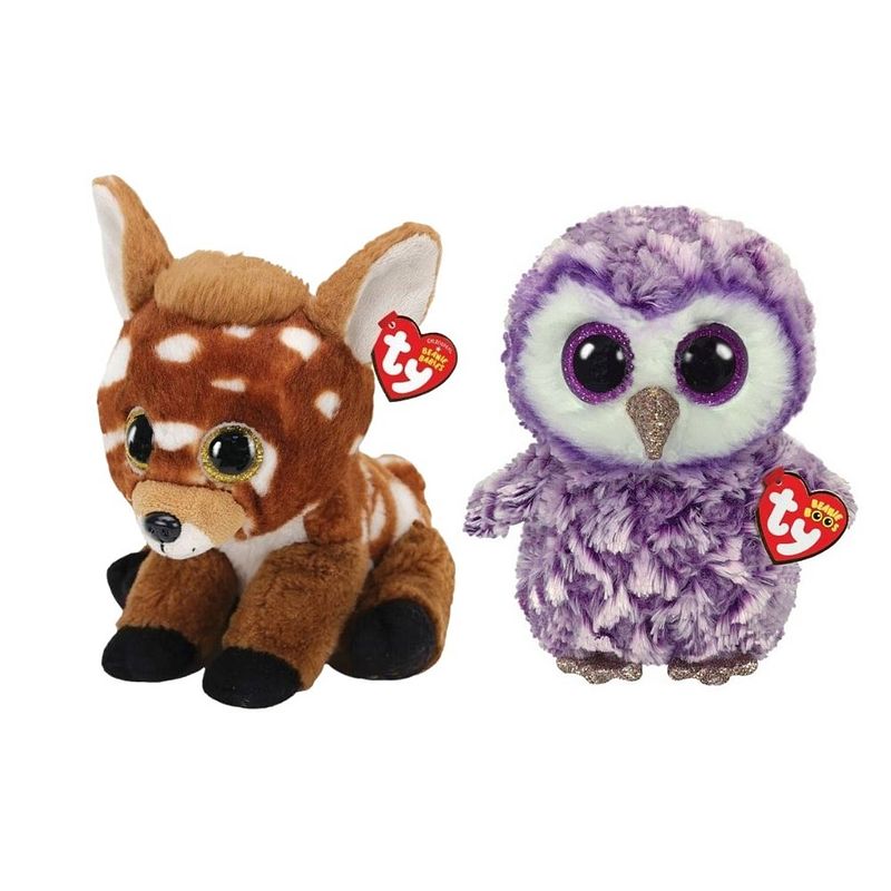 Foto van Ty - knuffel - beanie buddy - buckley deer & moonligth owl