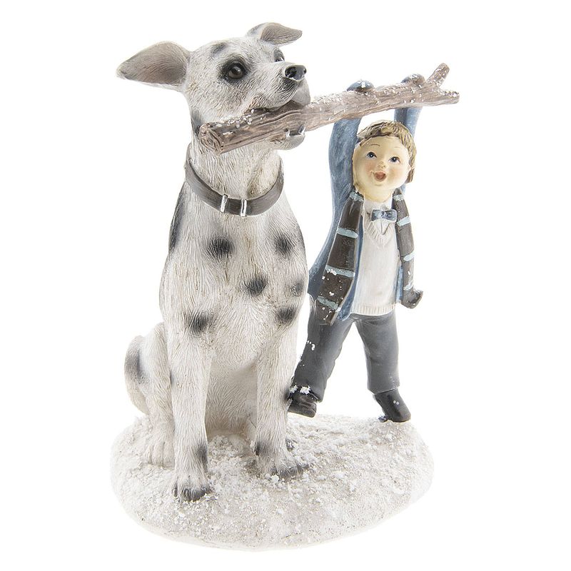 Foto van Clayre & eef multi decoratie kind met hond 14*13*18 cm 6pr2408