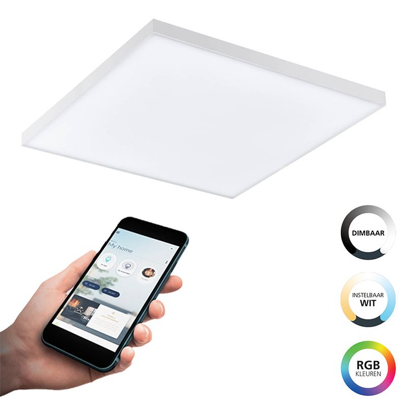 Foto van Eglo connect.z turcona-z smart plafondlamp - 30 cm - wit - instelbaar rgb & wit licht - dimbaar - zigbee