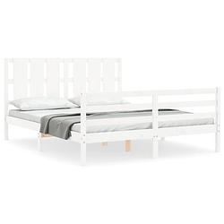 Foto van The living store bedframe - massief grenenhout - 205.5 x 165.5 cm - wit