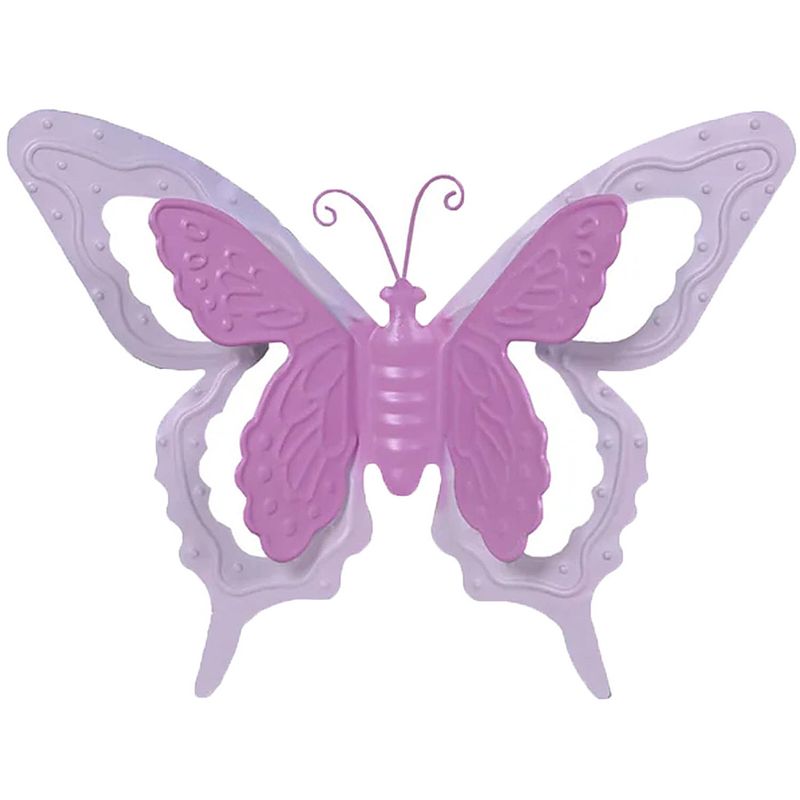 Foto van Mega collections tuin/schutting decoratie vlinder - metaal - roze - 17 x 13 cm - tuinbeelden