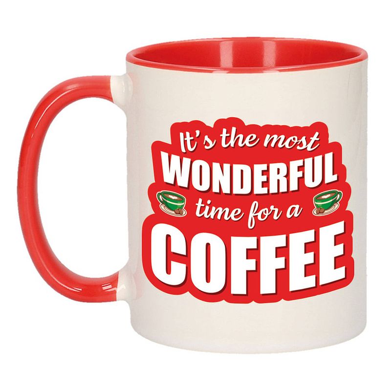 Foto van Grappige kerst cadeau mok - its the most wonderful time for a coffee - rood - bekers